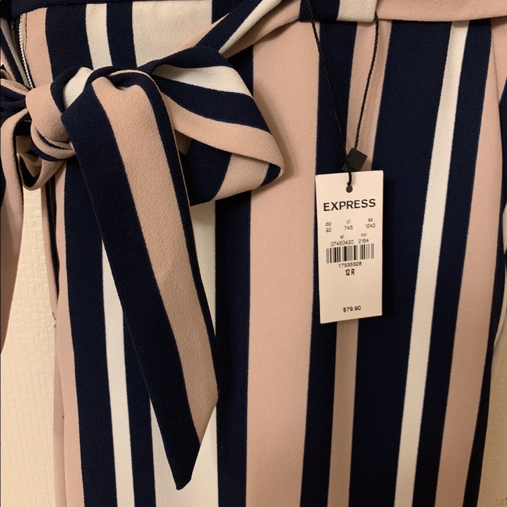 Express Striped Tie-Waist Pants - Picture 3 of 3